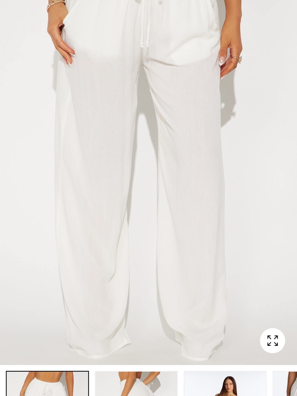 Fashion Nova White Wide-Leg Drawstring Pants
